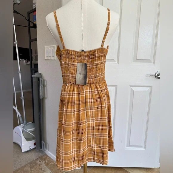 NWT Lily Rose Yellow Plaid Corset Front Dress - Picture 4 of 4